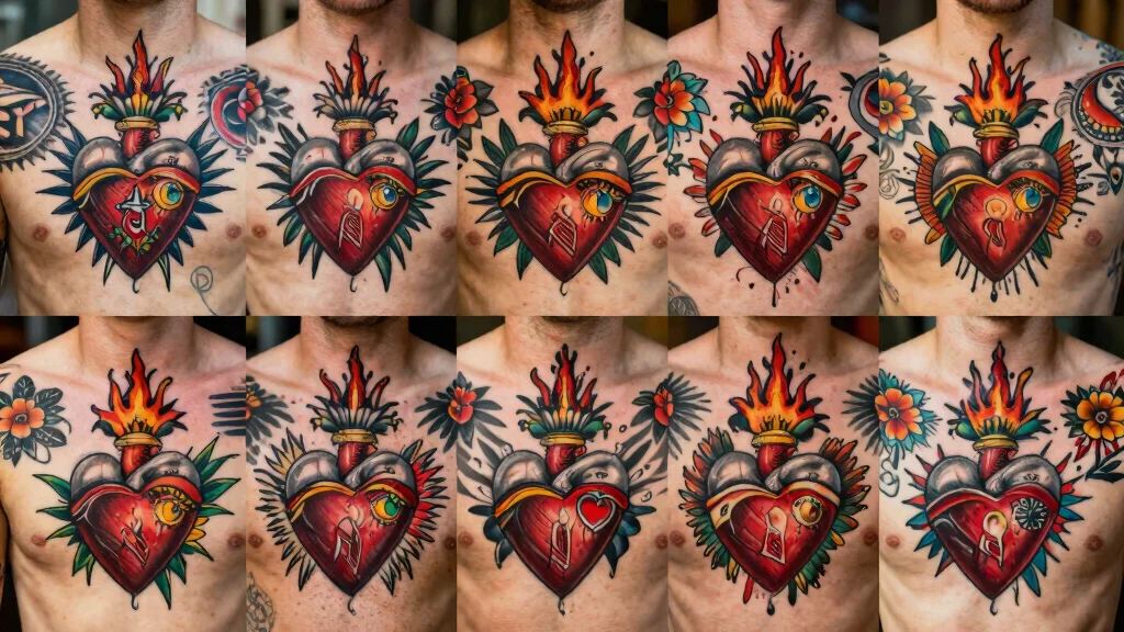 18 Sacred Heart Chest Tattoo Ideas With Bold Devotion