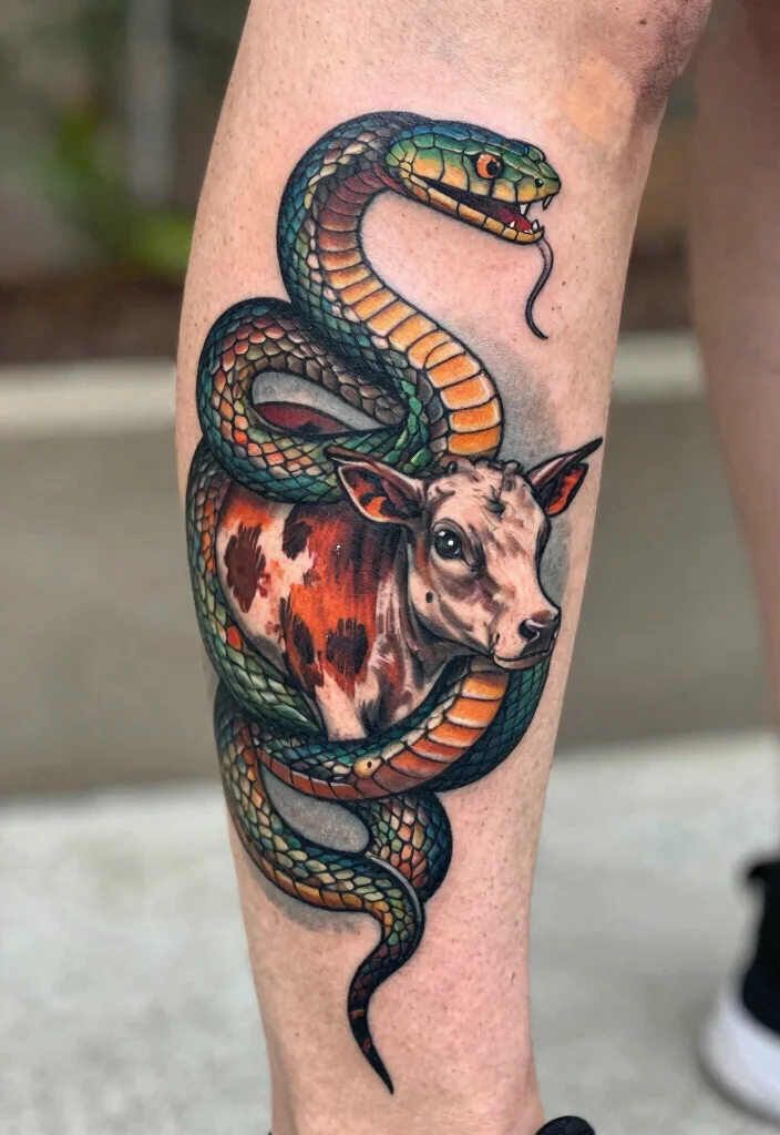 18 Snake Tattoo Leg Ideas With Dynamic Movement - 3. Dynamic Movement 1