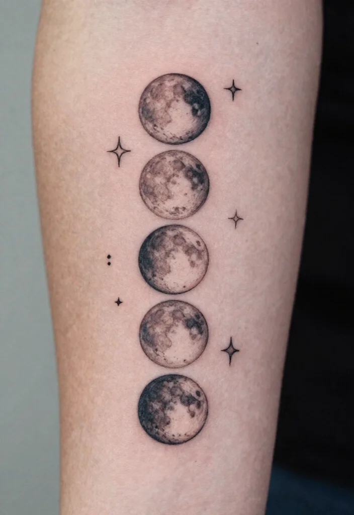 18 Sun and Moon Traditional Tattoo Ideas With Classic Symbolism - 2. Majestic Moon Phase Series 1