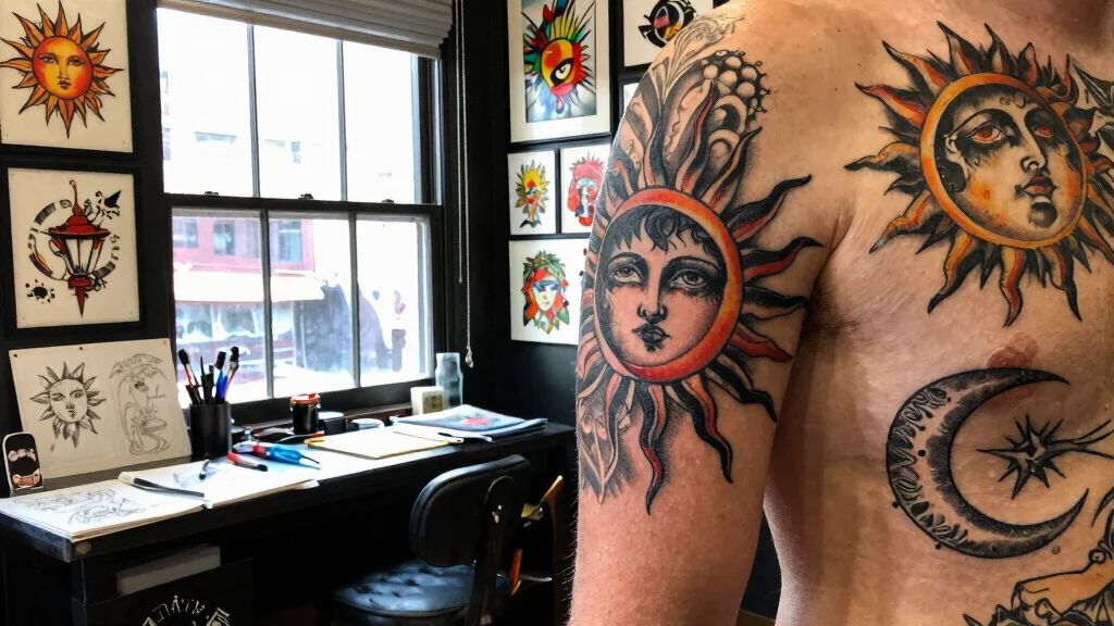 18 Sun and Moon Traditional Tattoo Ideas With Classic Symbolism