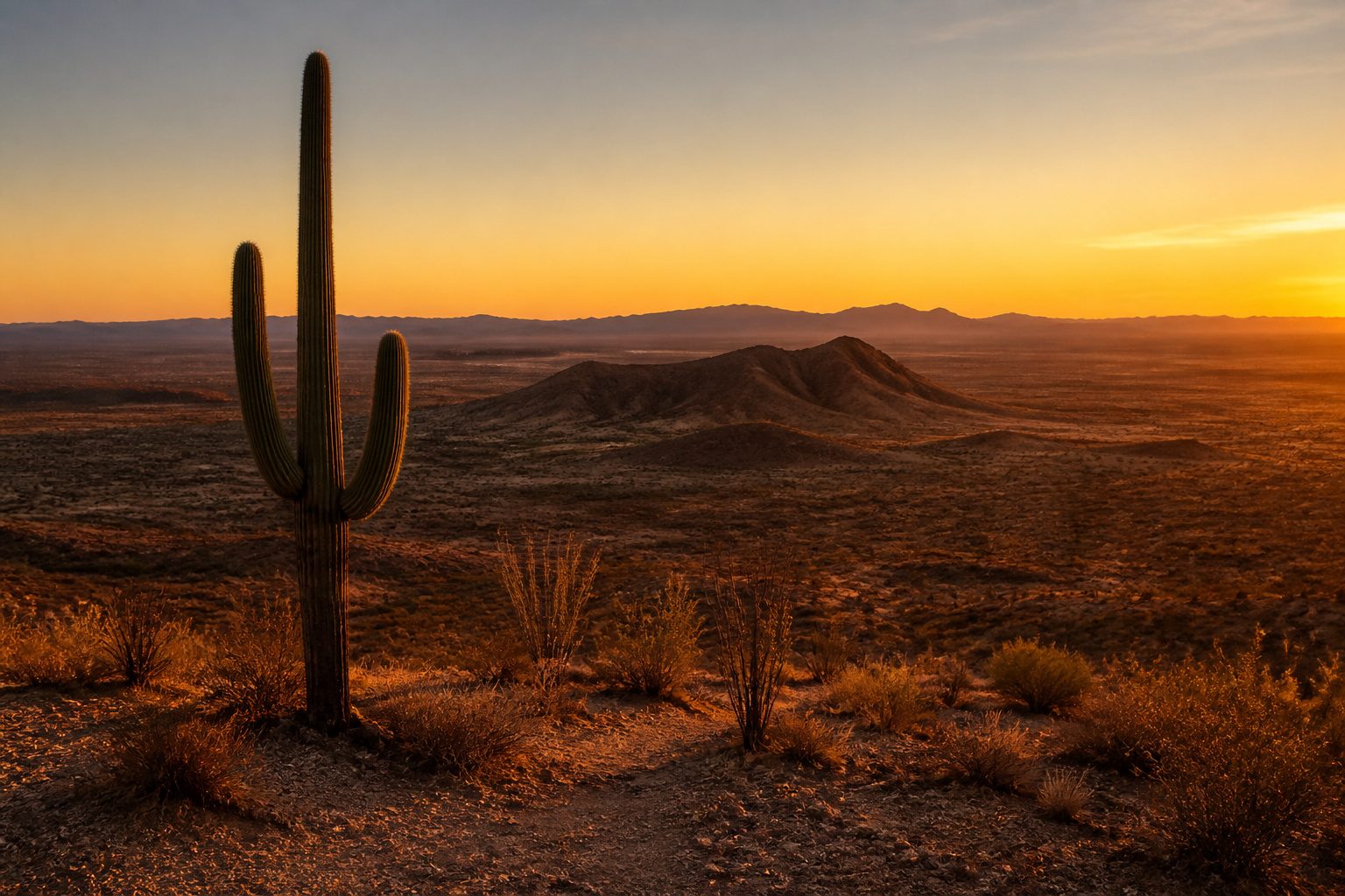 An assortment of desert landscape tattoos displayed together.